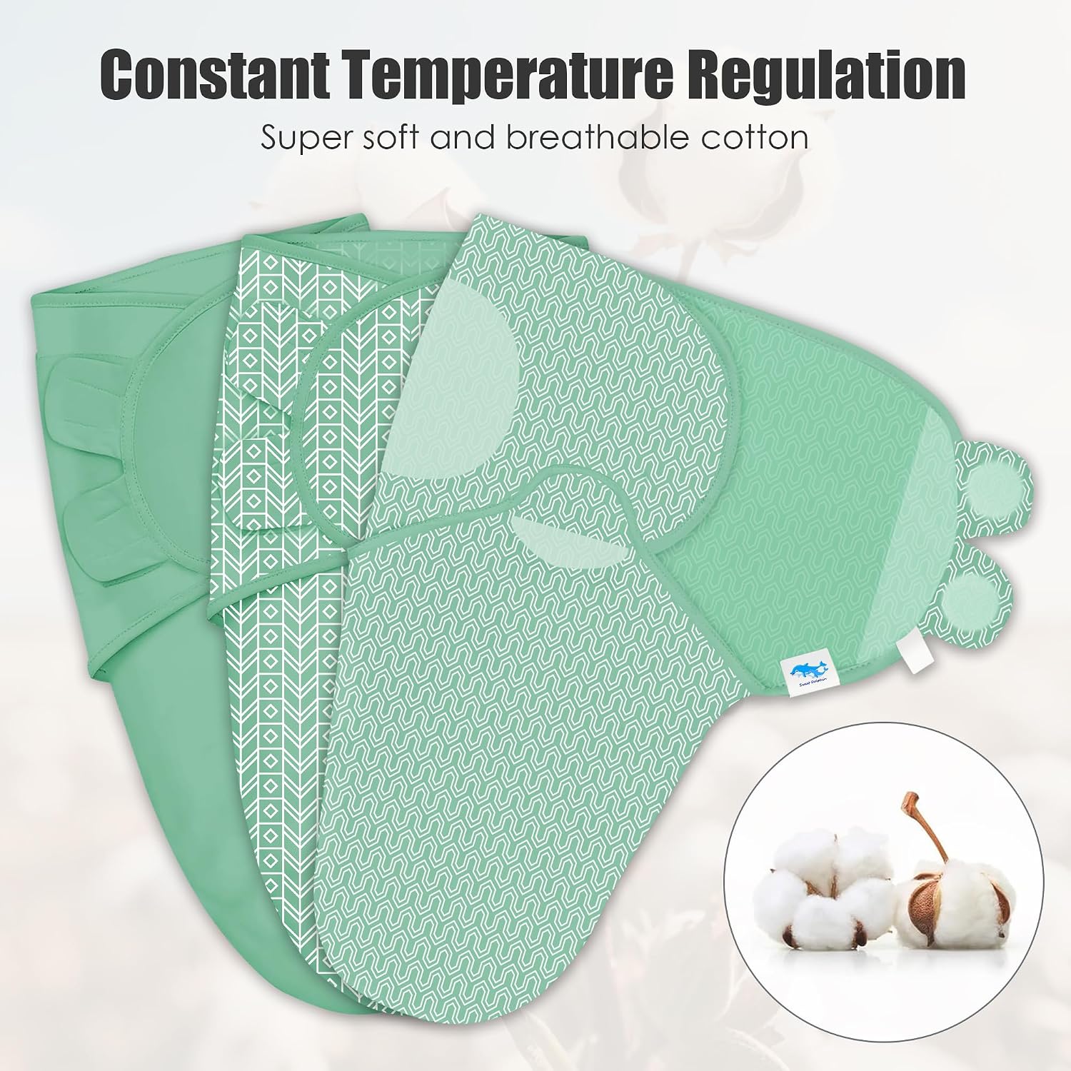 Detalle 2 de SWEET DOLPHIN Baby Swaddle Sleep Sacks, 3-Pack