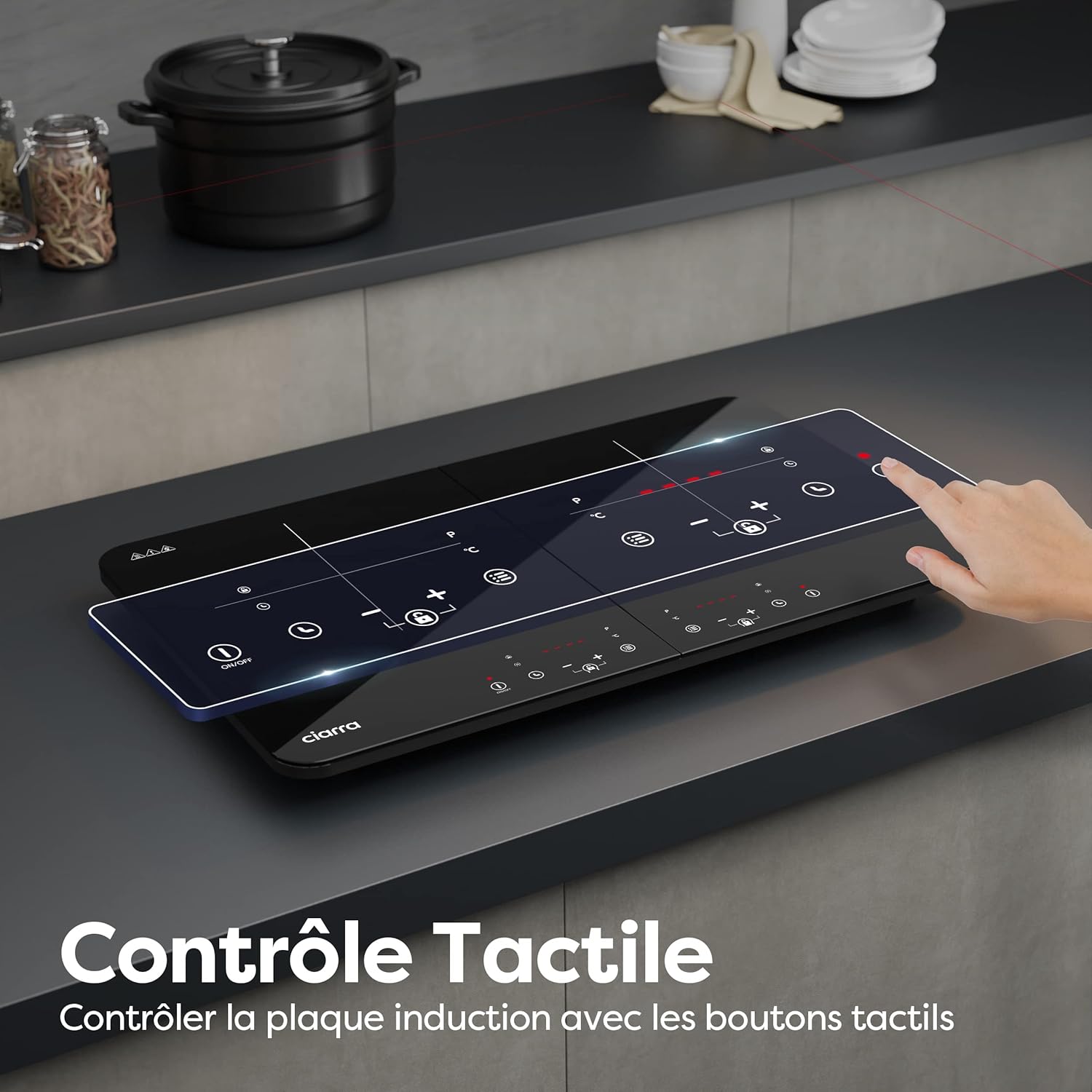 Detalle 2 de Table de cuisson CIARRA 2 feux 3500 W ⚙