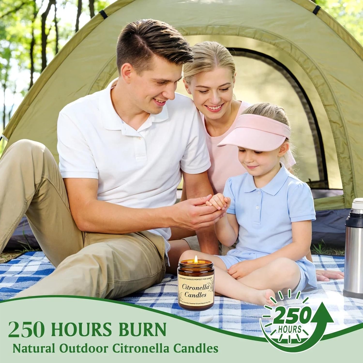 Detalle de Citronella Kerze Outdoor Groß – 2er-Set im Glas, 250 Std., 100% Soyawachs