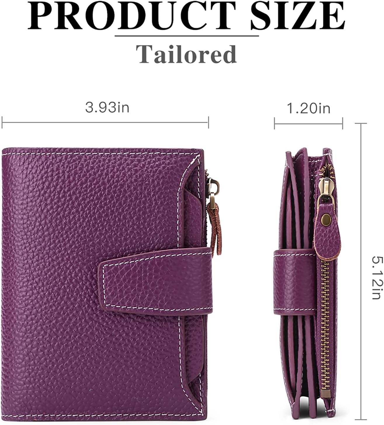 Detalle de SENDEFN Women's RFID Blocking Leather Small Compact Bi-fold Zipper Pocket Wallet Card Case Purse with ID Window
