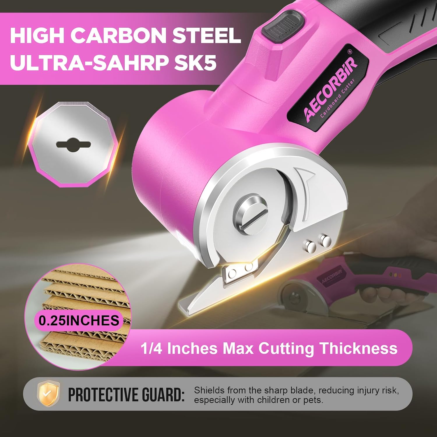 Thumbnail 2 de Aecorbir SM-5001 Cordless Electric Scissors, 4V, 3,000mAh, LED, Pink