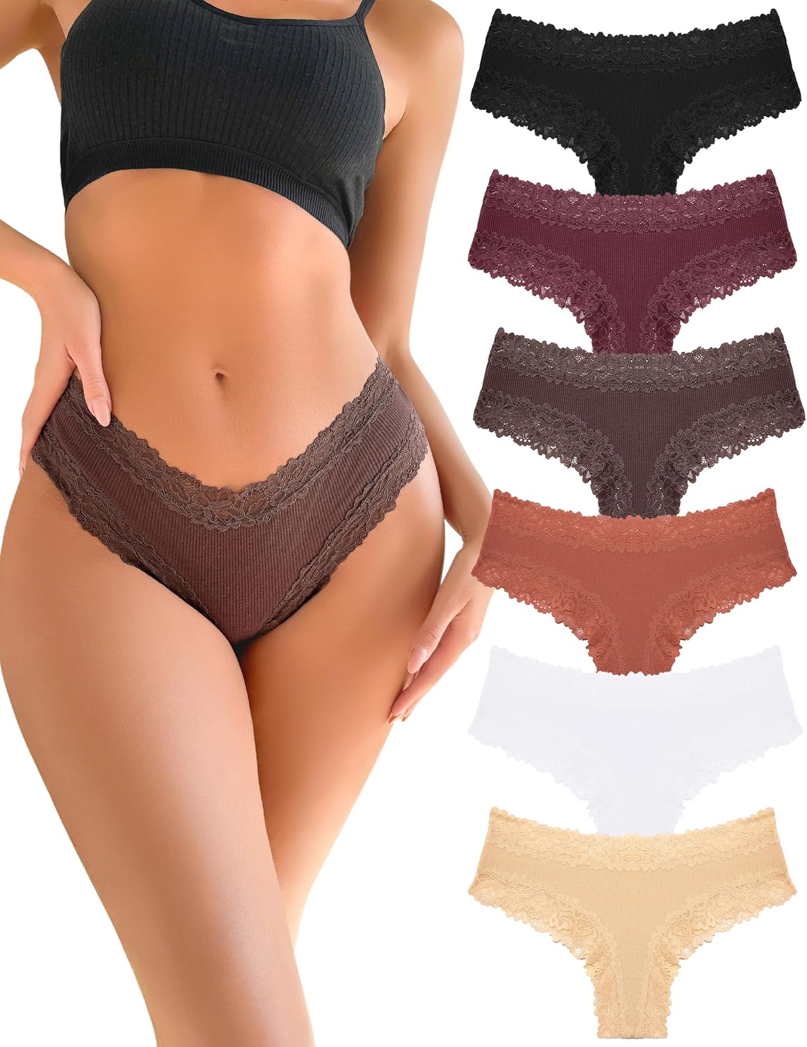 Detalle de FINETOO Unterhosen Damen Brazilian Slip Mehrpack 6