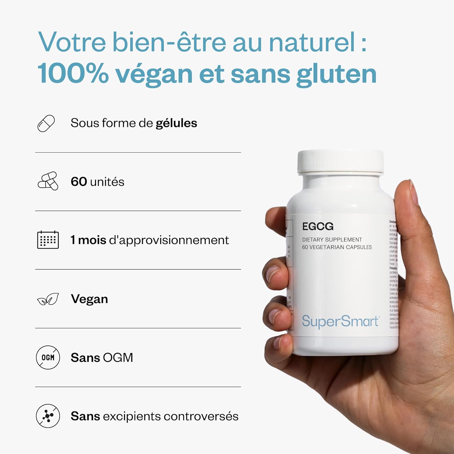 Thumbnail 4 de SUPERSMART EGCG (thé vert) 70% d’EGCg – complément vegan, sans gluten