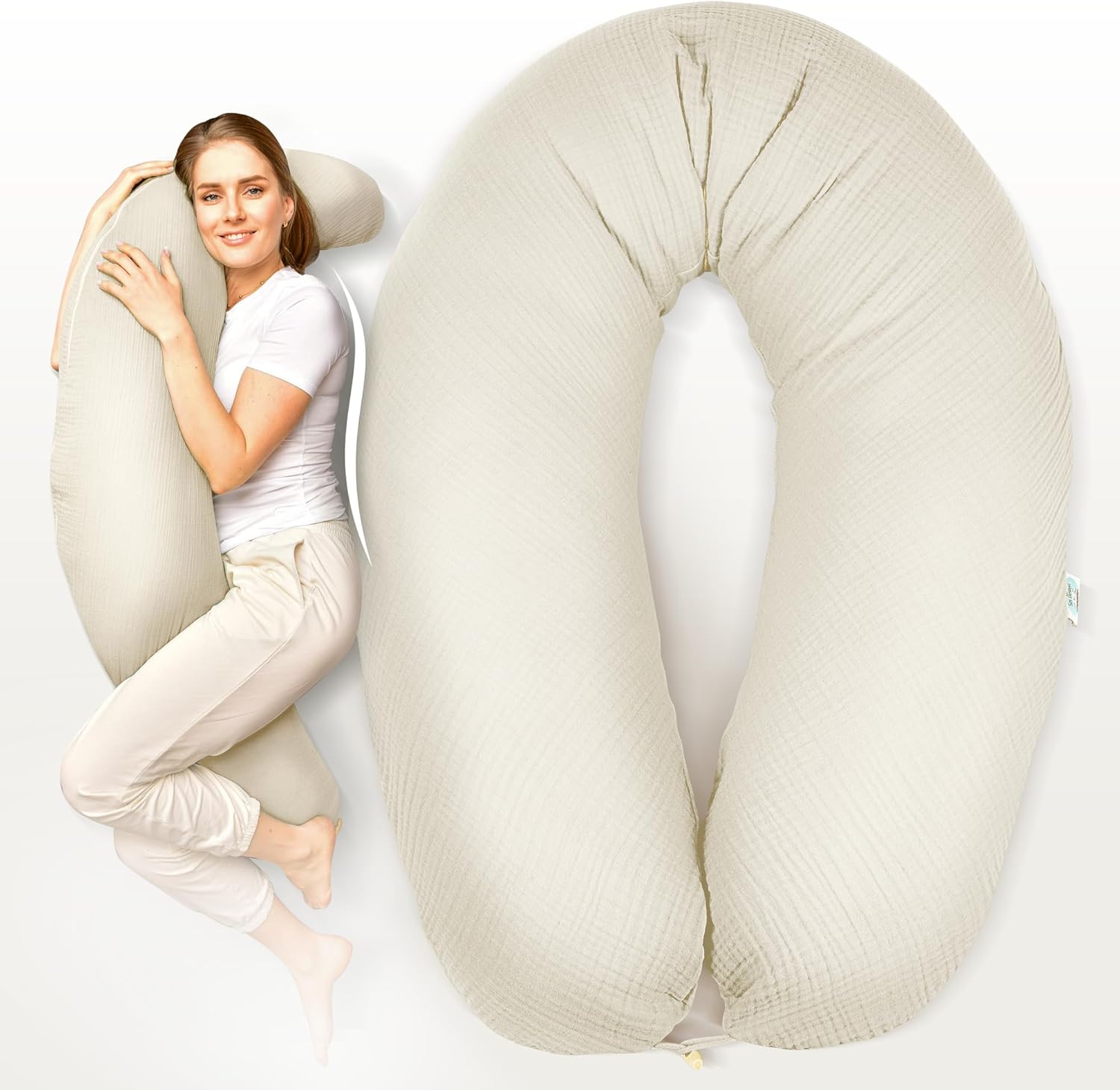 Thumbnail 6 de sei Design Stillkissen XXL 190x35 cm – Ergonomisch zertifiziert, waschbar, mit Faserbällchenfüllung und Premium-Jersey-Bezug