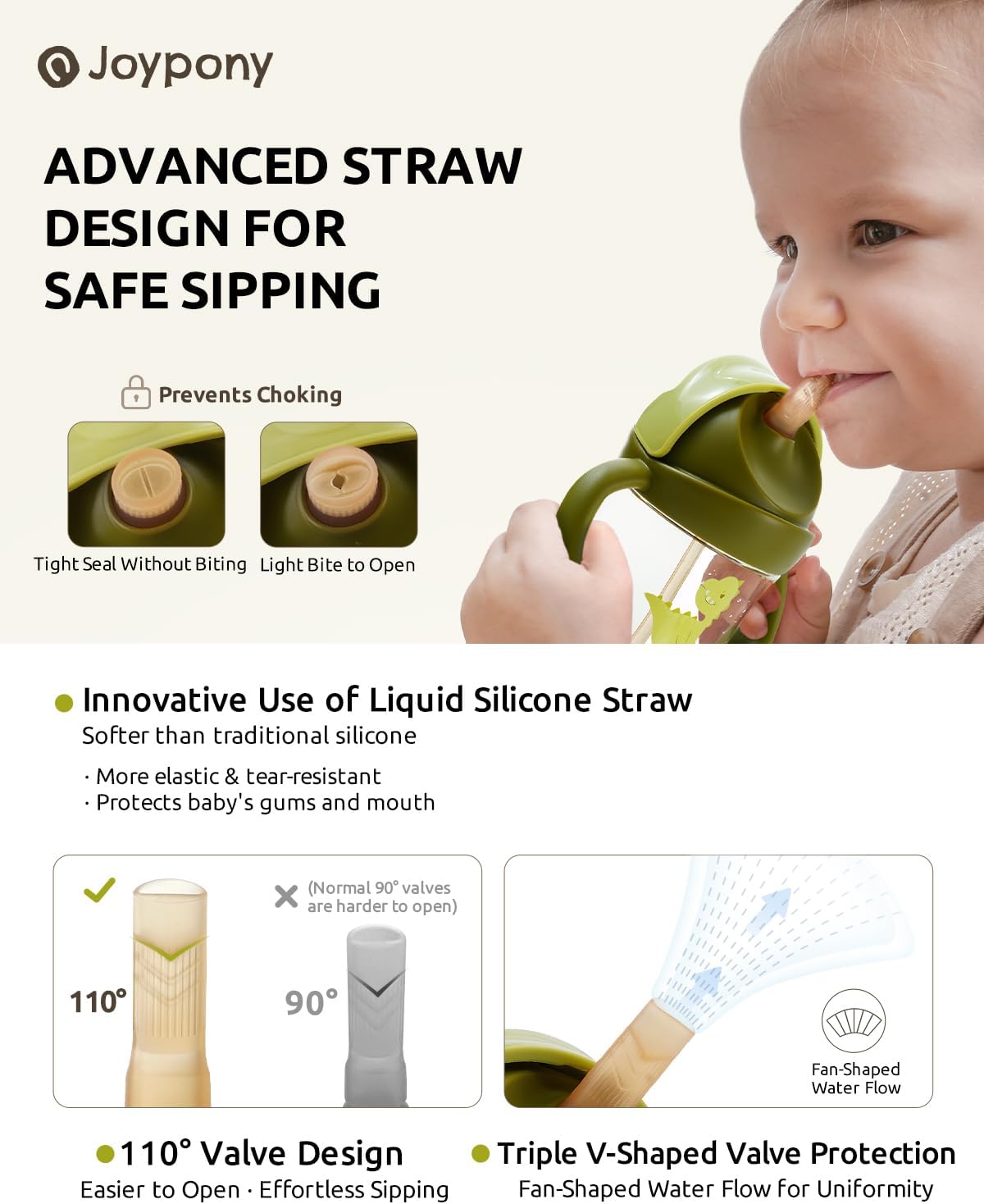 Thumbnail 2 de Joypony 6 oz PPSU Weighted Straw Cup, Green, Leak-Resistant