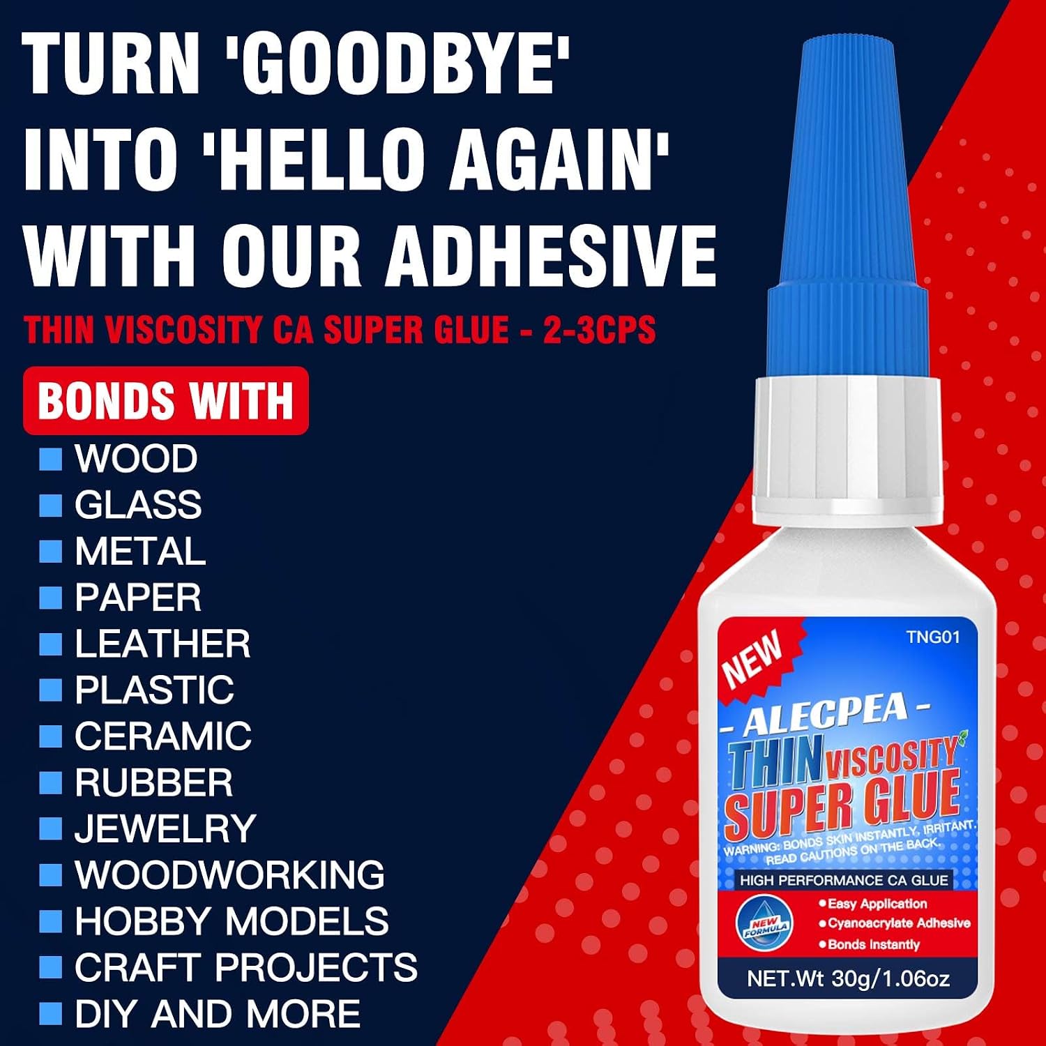 Thumbnail 6 de ALECPEA Thin CA Glue 30g for Woodworking and Models: Precision, Quick Set, Clean Finish