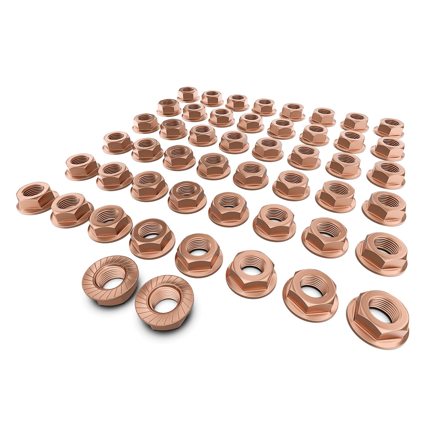 Detalle 1 de M7 x 1.0 CU SW11 Kupfermutter – selbstsichernd, Abgaskrümmer mit Bund, DIN 6927, für Auspuffanlagen bis 450°C