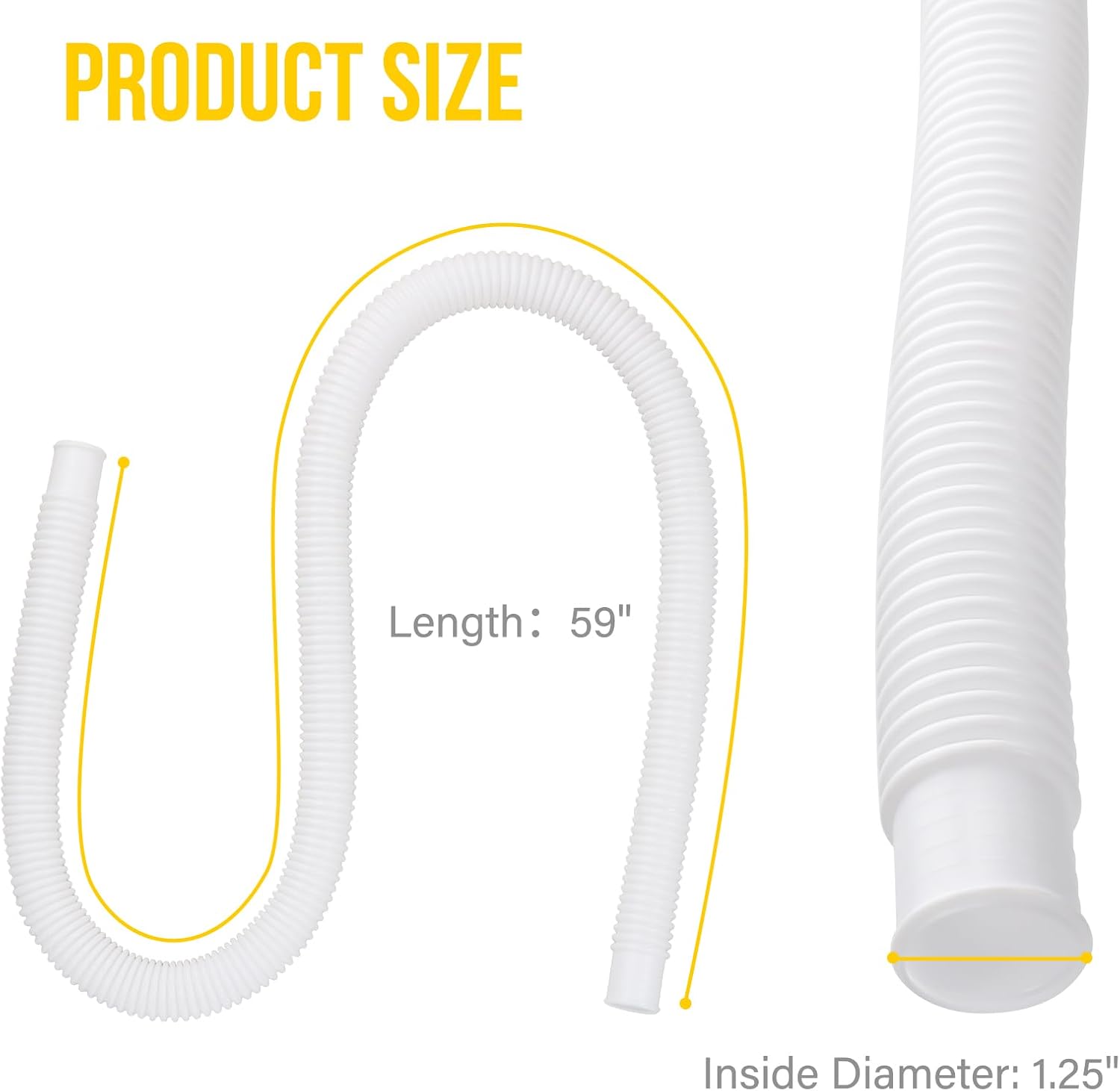 Detalle de KLOLKUTTA Above-Ground Pool Pump Hoses, 59-Inch PE, 2-Pack