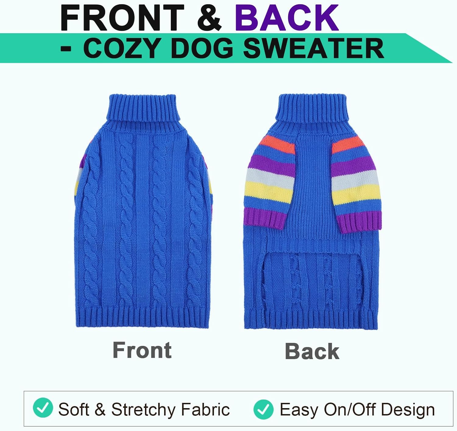 Thumbnail 1 de OUOBOB Dog Jumper for Large Dogs (Blue, Size L) – Stretchy Knitted Winter Pullover
