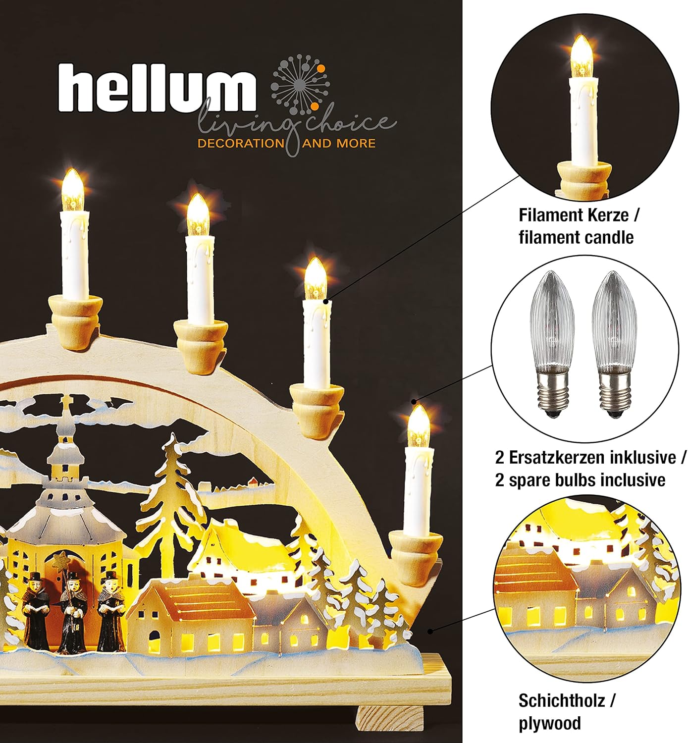 Detalle 2 de Hellum 875515 – łańcuch świetlny A55, 5 W, biały, ze szkła