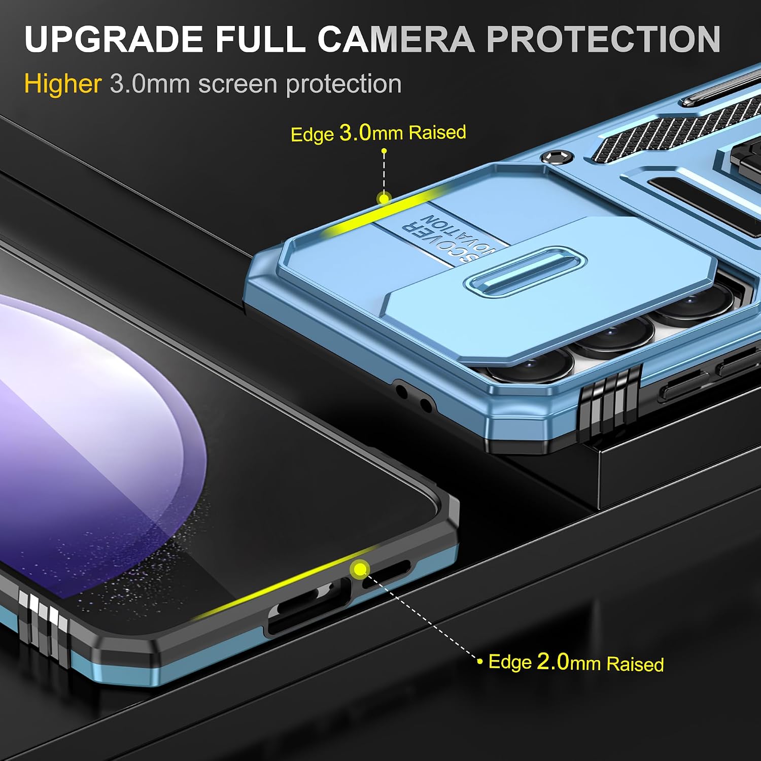 Detalle de Ezanmull Galaxy S26 FE Case with Sliding Camera Cover and Ring Stand
