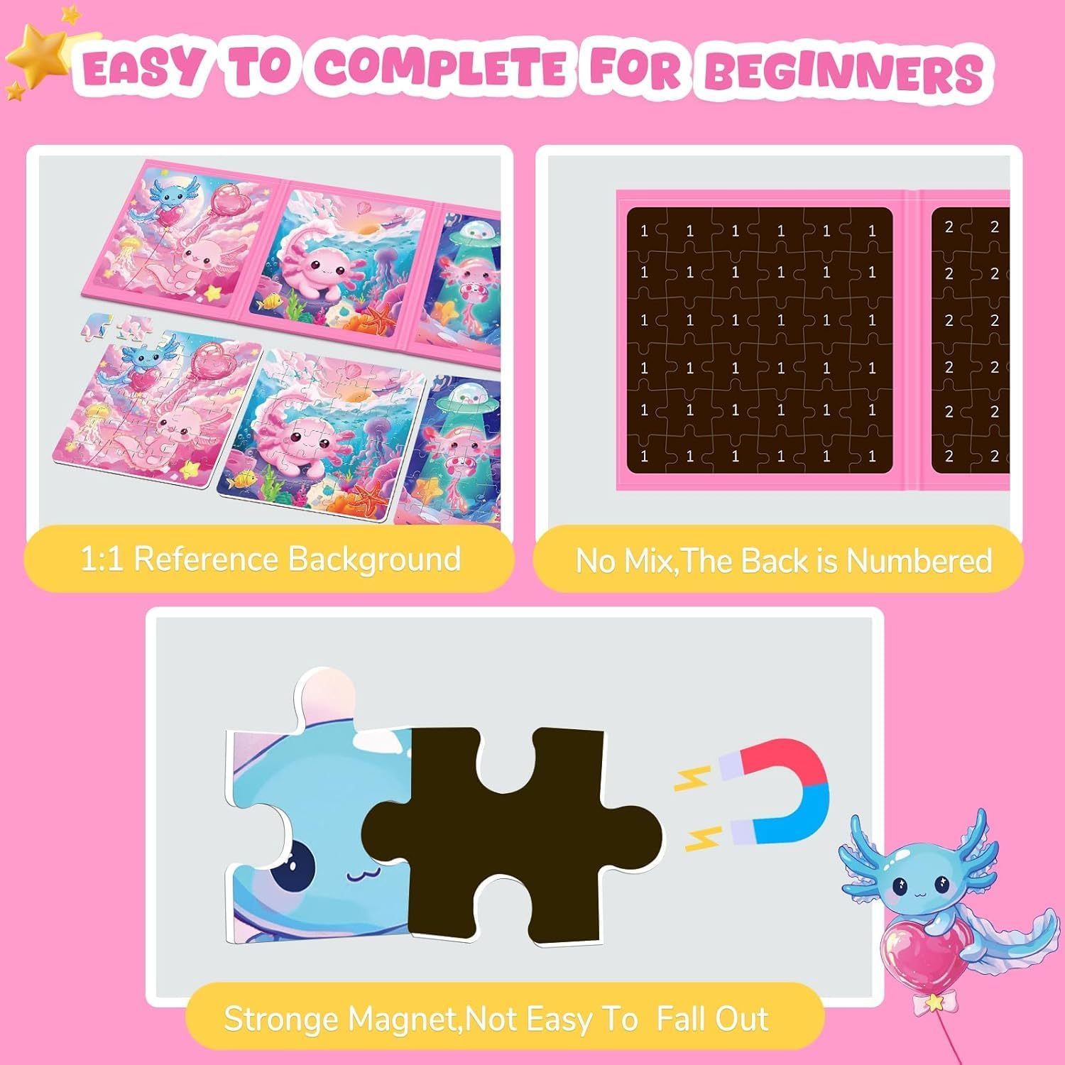 Detalle de CutteeyFyry Axolotl magnetic puzzles, 36 pcs