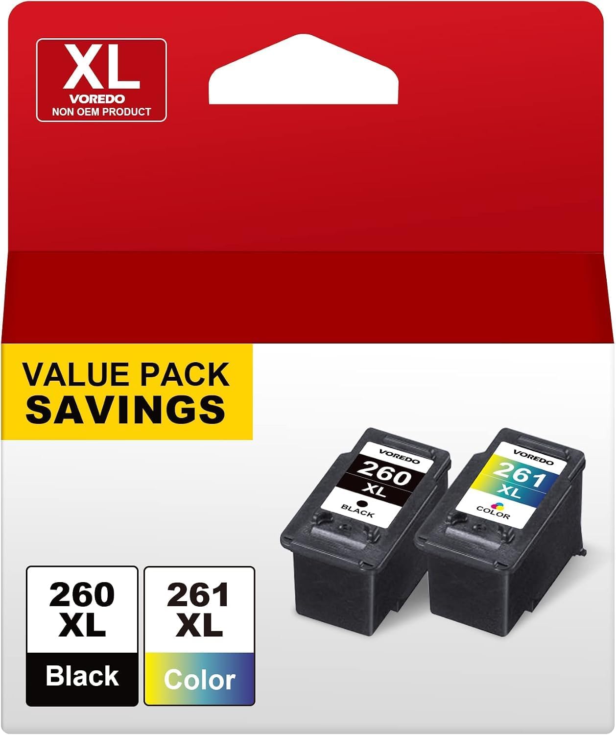 Detalle de VOREDO PG-260/CL-261 XL Ink Cartridge Set, Black and Tri-Colour