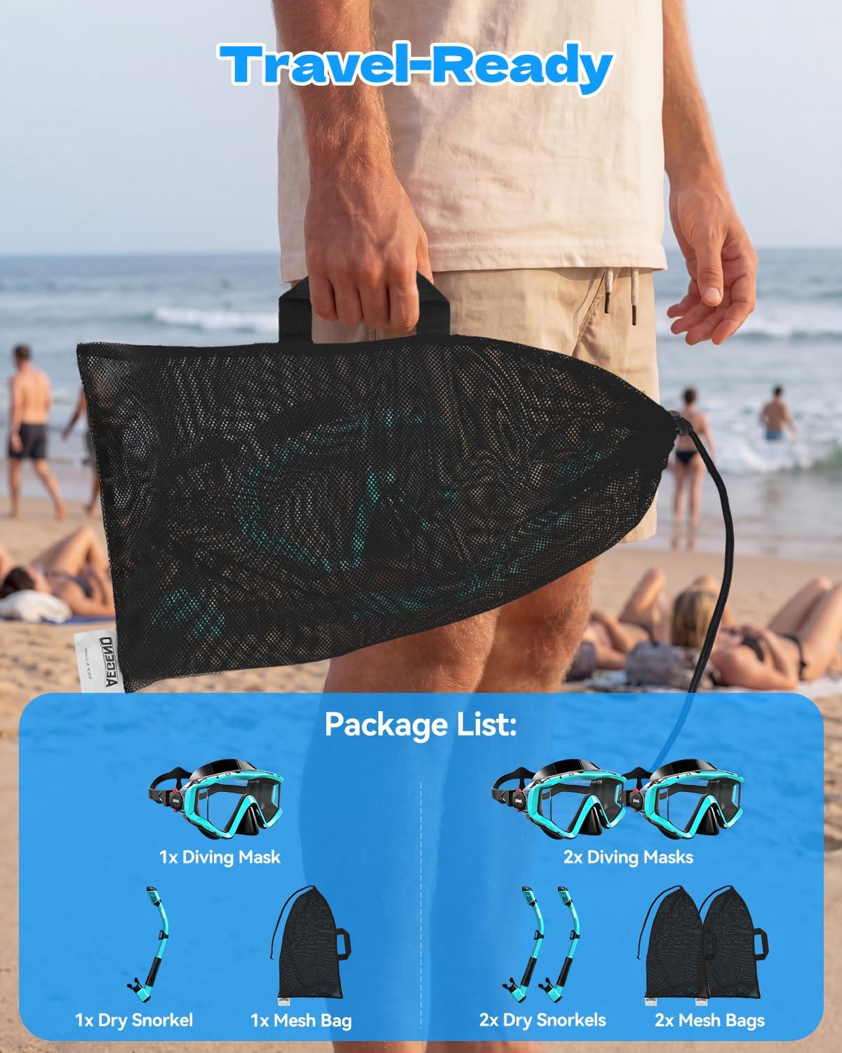 Thumbnail 6 de Aegend Snorkeling Gear: 180° Panoramic Mask & Dry Top Snorkel for Adults