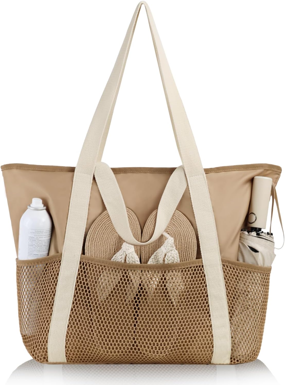 Detalle de HOMESPON Strandtasche Damen mit Reißverschluss – Großes, wasserdichtes Mesh Badetasche für Familien