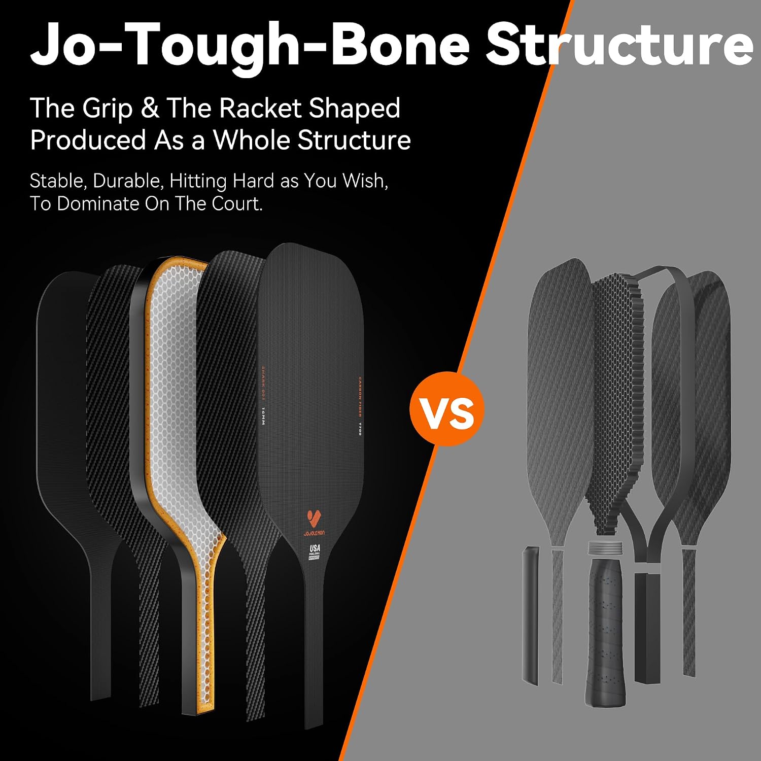Thumbnail 6 de JOJOLEMON 16mm Carbon Fiber Pickleball Paddle with Shark Power Polymer Core