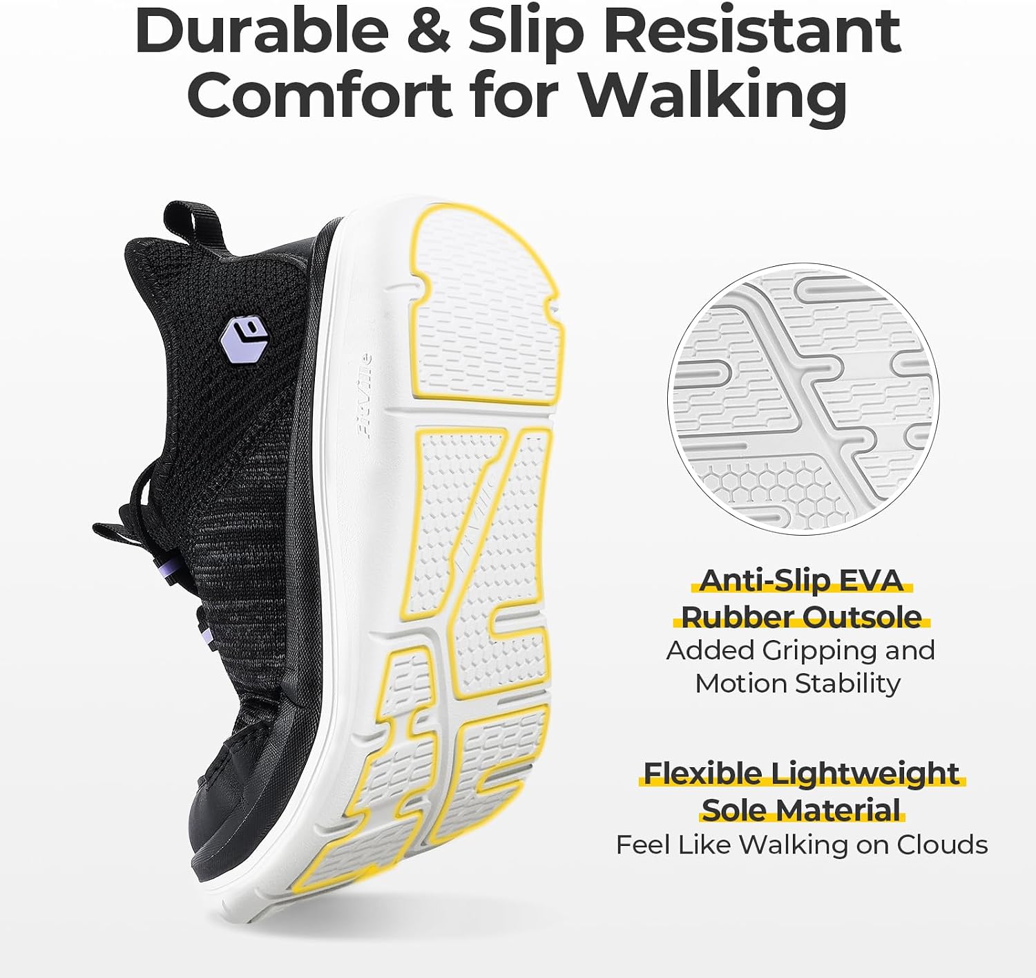 Detalle de FitVille Slip On Sneaker Damen – Breite Zehenbox, atmungsaktiv und ultraleicht