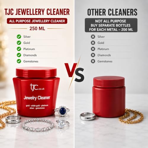 Detalle de TJC Jewellery Cleaner Solution for Silver, Gold, Platinum 250ml with Basket