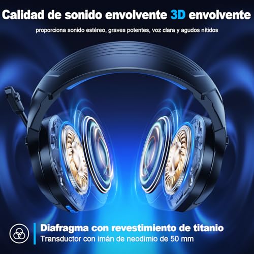 Detalle 2 de Fachixy FC200 Cascos Gaming Inalámbricos 50Hr 📢