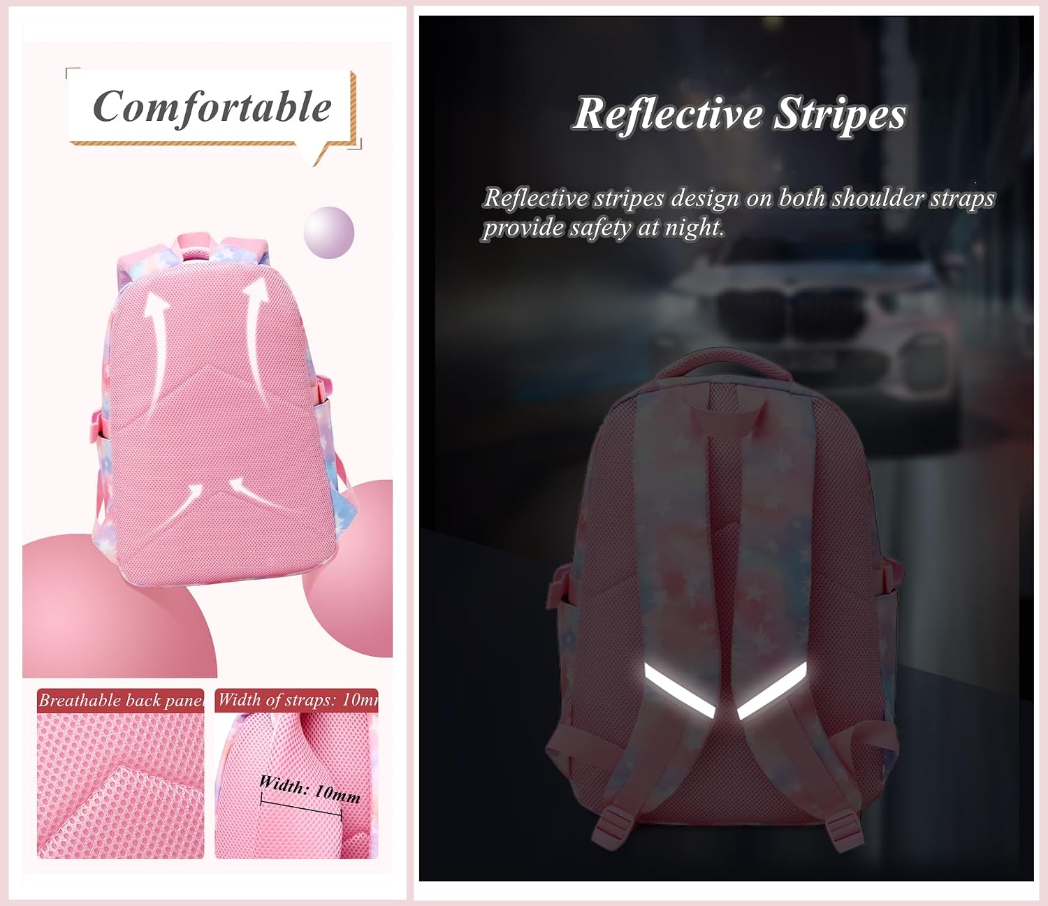 Thumbnail 4 de 3Pcs Gradient Star Backpack Set for Girls