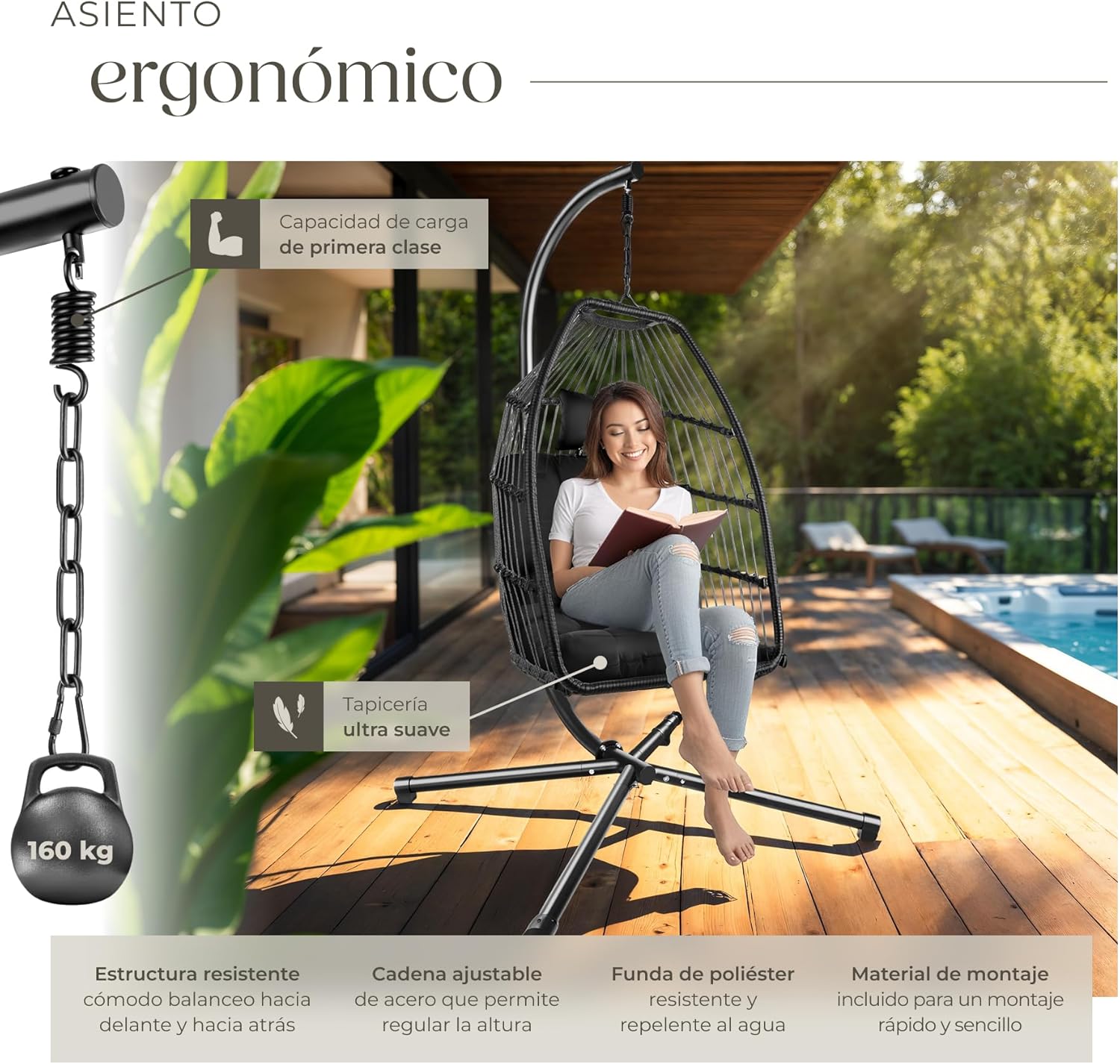 Thumbnail 3 de tectake® Columpio Jardín Exterior 160 kg