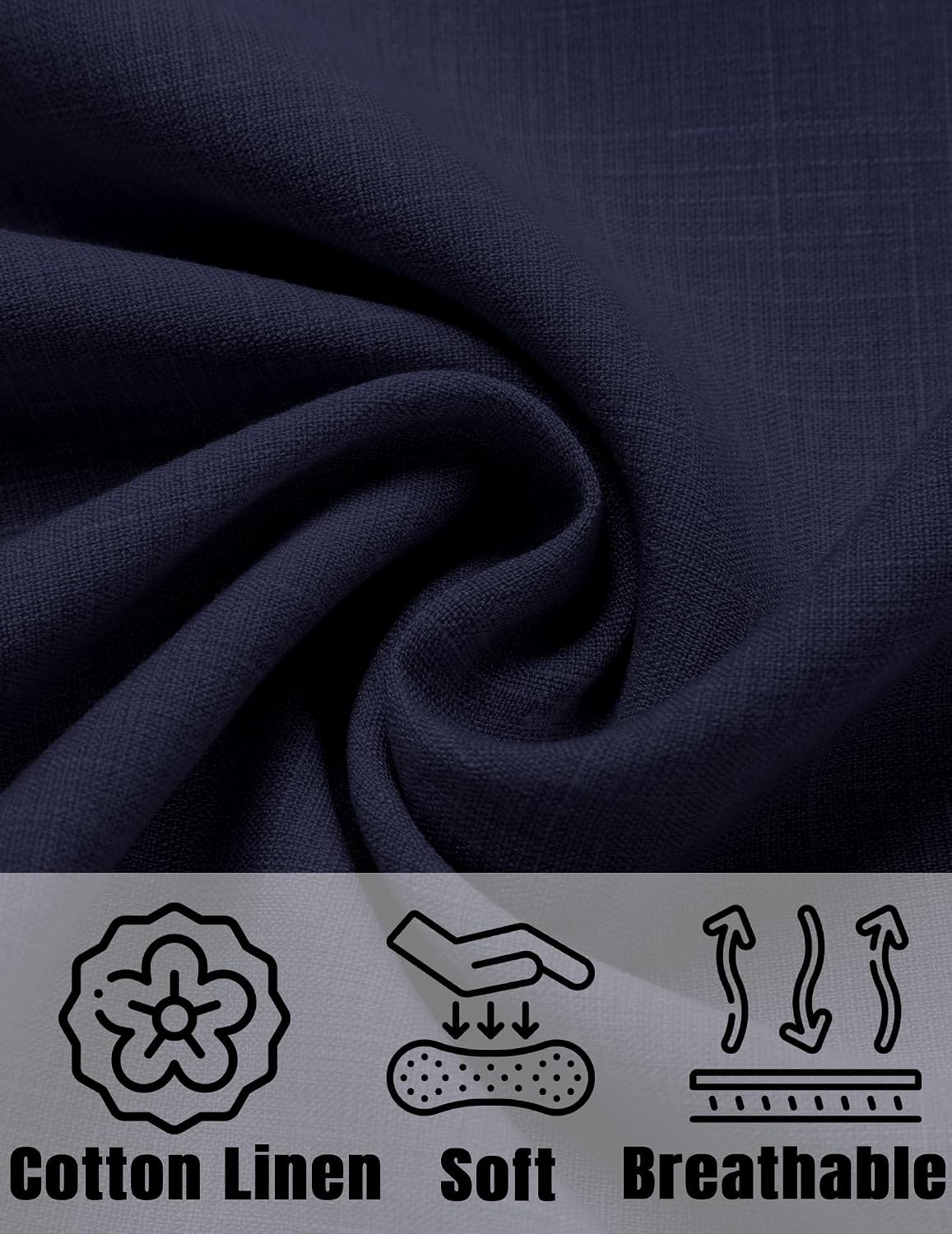 Detalle 1 de COOFANDY Men's Linen Shirt, Short Sleeve Button-Down for Summer