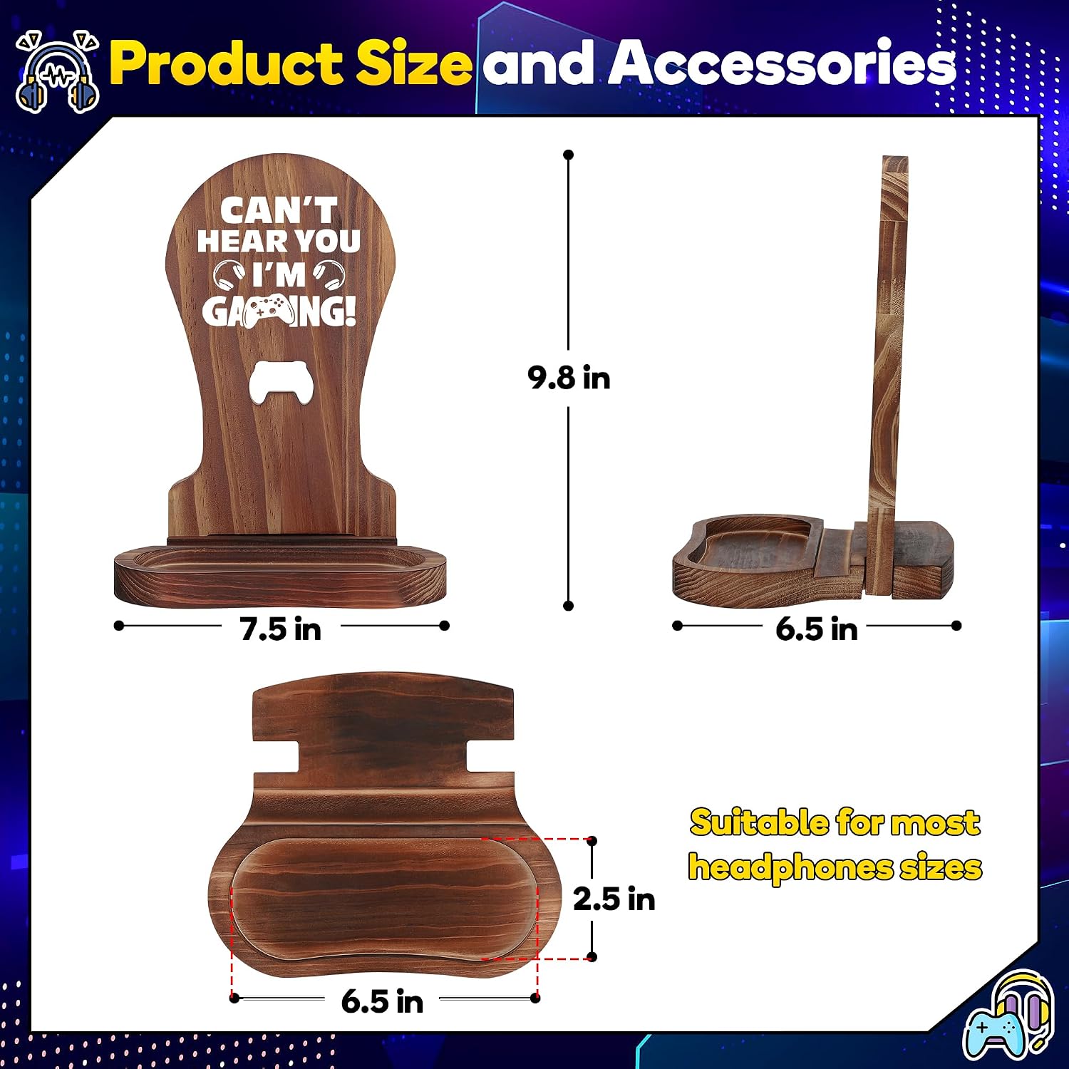 Detalle 2 de Slothoem Wooden Headset Stand for Gamers
