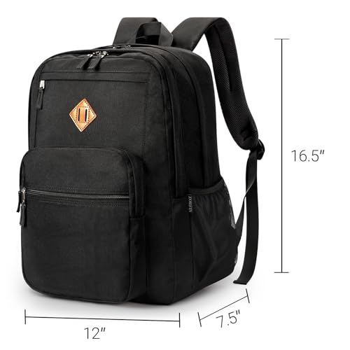 Detalle de ZORFIN 26L Black Backpack: All-Season, Water-Resistant Organizer for College and Travel