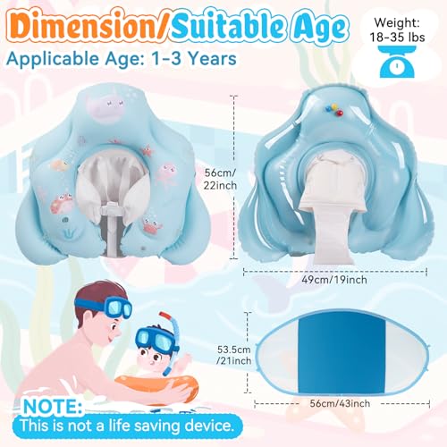 Detalle de Ninonly Flotador Bebe con Sombrilla UV UPF 50+: seguridad, juego y protección para 12-36 meses
