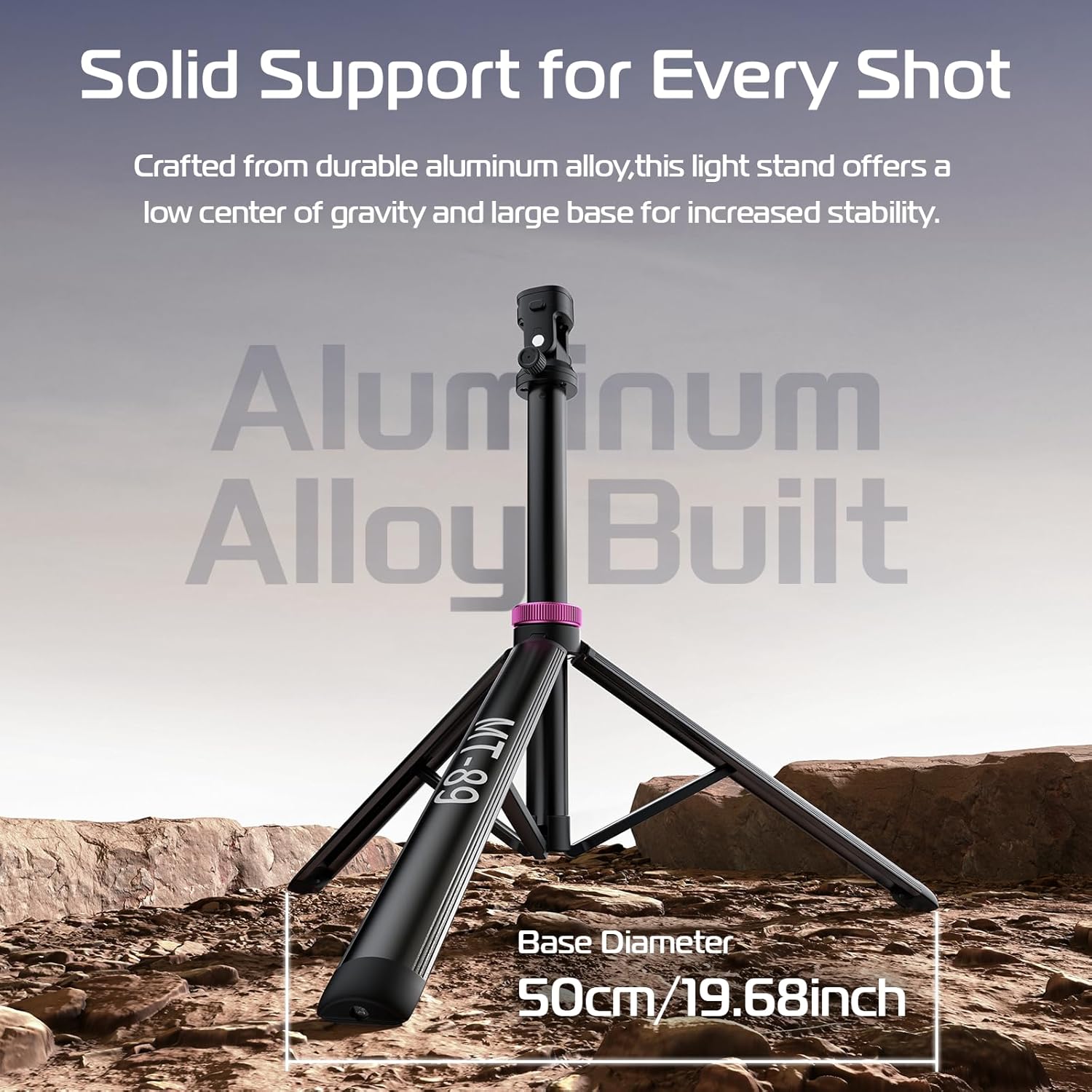 Detalle 2 de ULANZI MT-89 Portable Adjustable Light Stand with 1/4" Quick Release Tripod Head