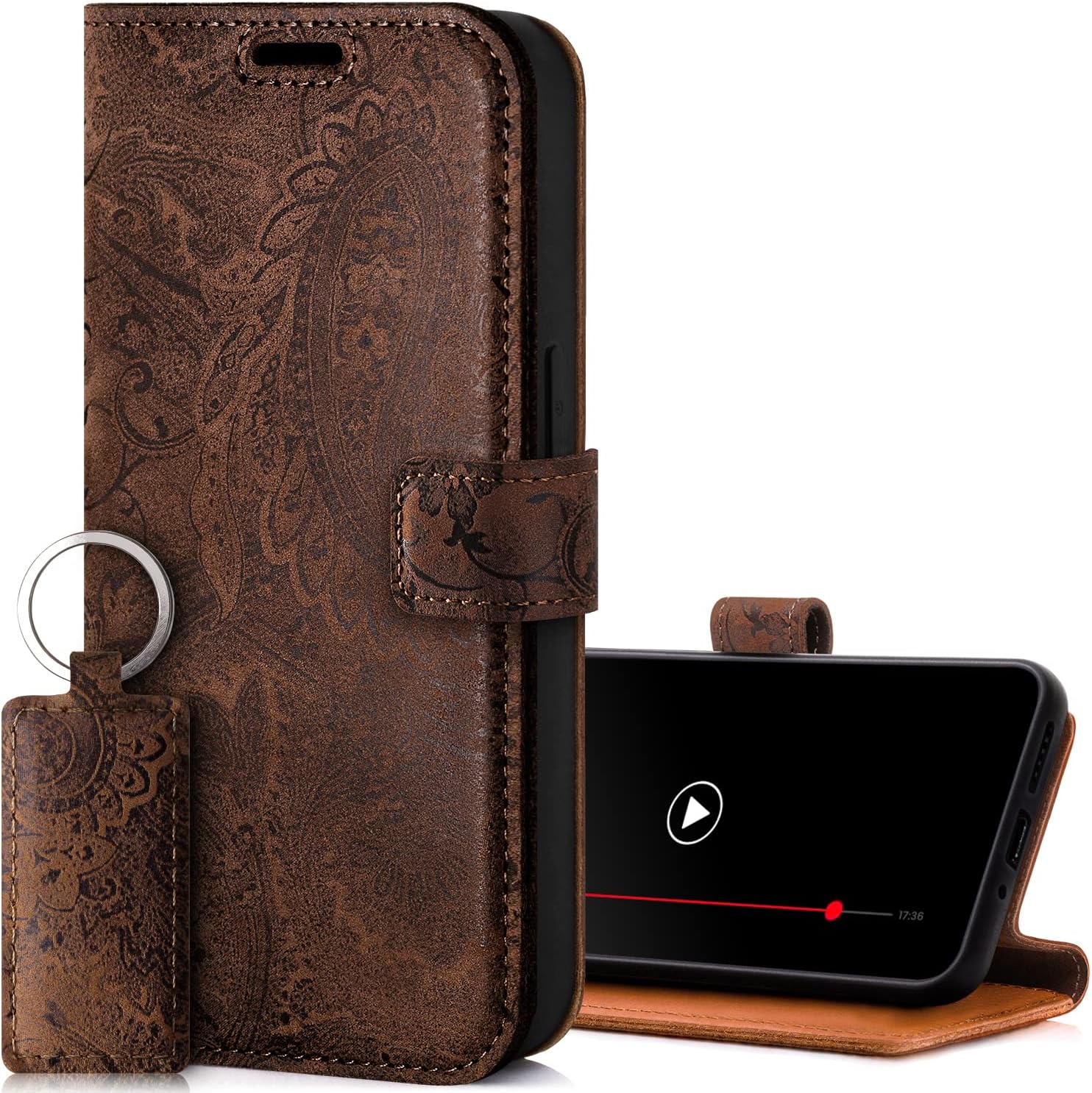 Detalle de SURAZO etui z klapką do Xiaomi Redmi Note 12 Pro Plus 5G, skórzane, kwiatowe