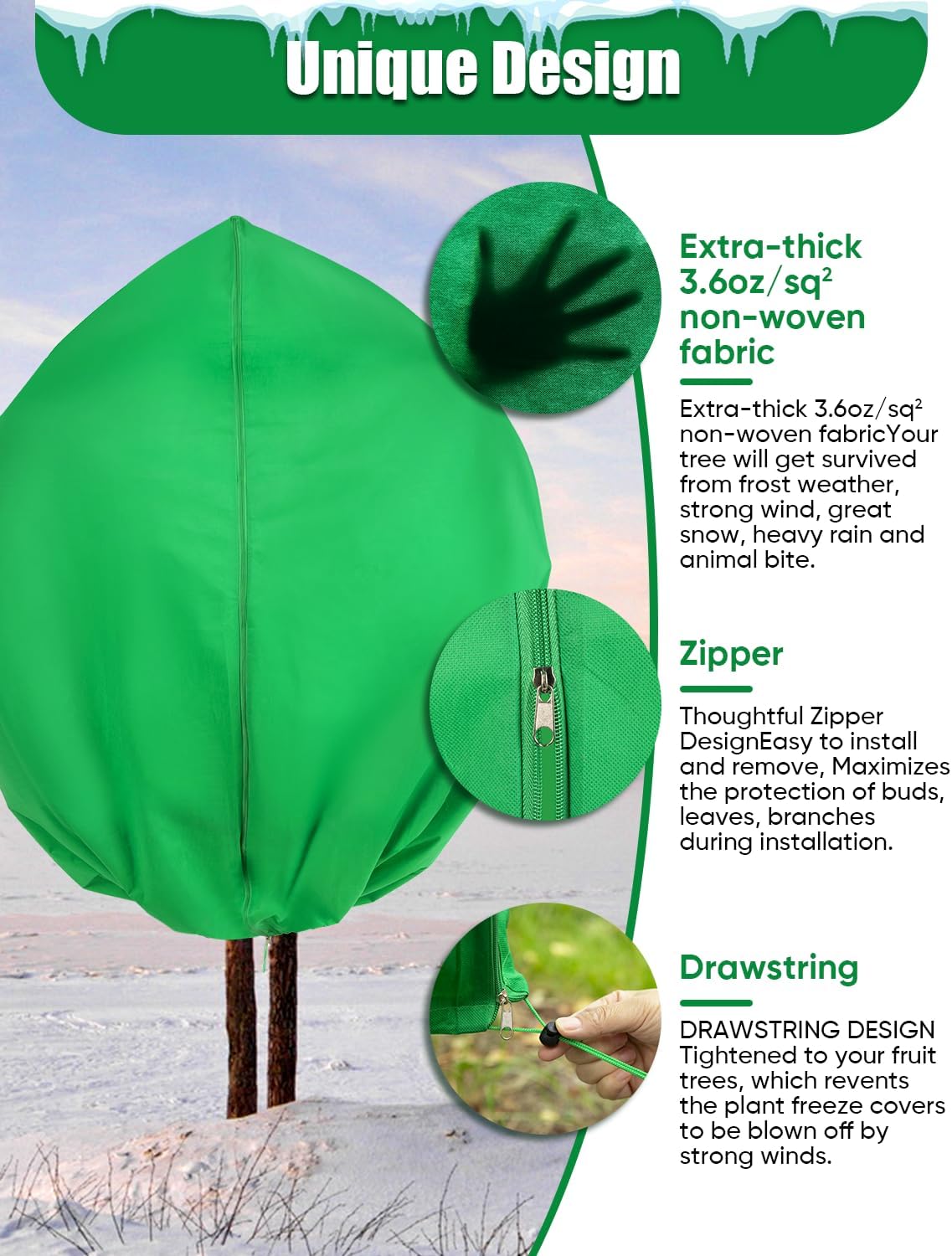 Detalle 2 de LCHUANG Plant Covers Green 2, 4-Pack Frost Covers, 3.2 oz/yd²