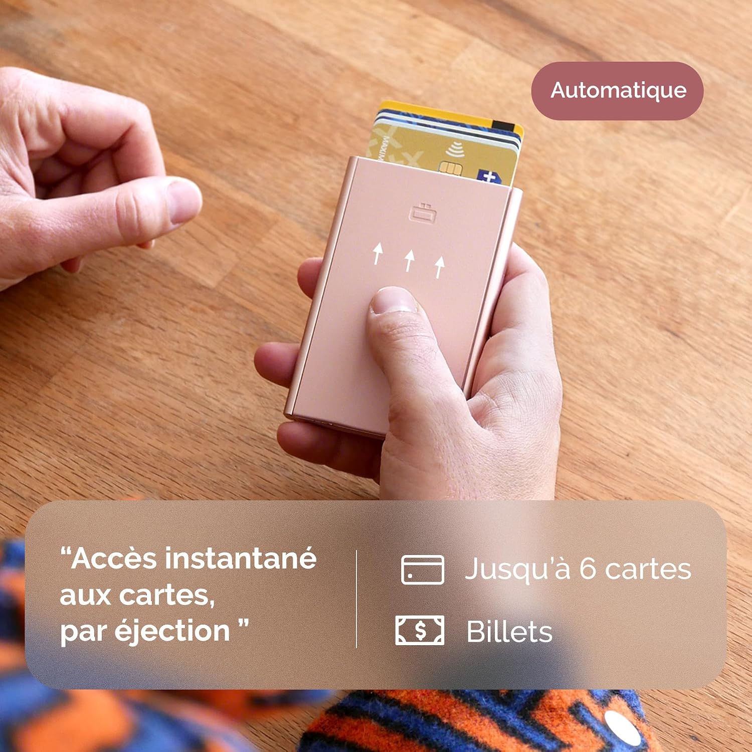 Detalle de ÖGON -DESIGNS- Porte-Cartes Automatique en Aluminium — Slider, RFID et Minimalisme