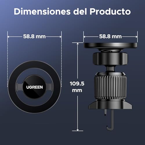 Thumbnail 8 de UGREEN Soporte Móvil Coche MagSafe 360° Rotación – Ventilación de coche con imanes fuertes y gancho metálico