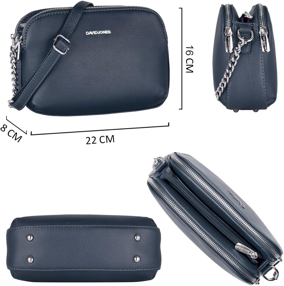 Thumbnail 5 de David Jones - Bolso Bandolera Multibolsillos Mujer 👜 Azul Oscuro