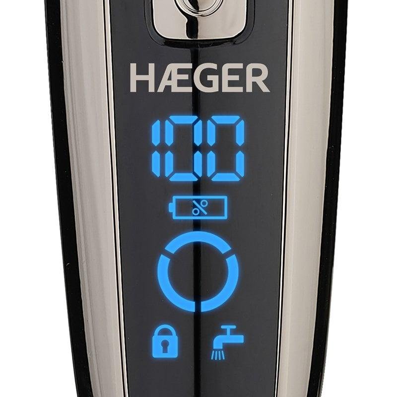 Detalle de Afeitadora Haeger G-Man Ultra LED: 3 cabezales, 90 min de autonomía y uso en seco o mojado