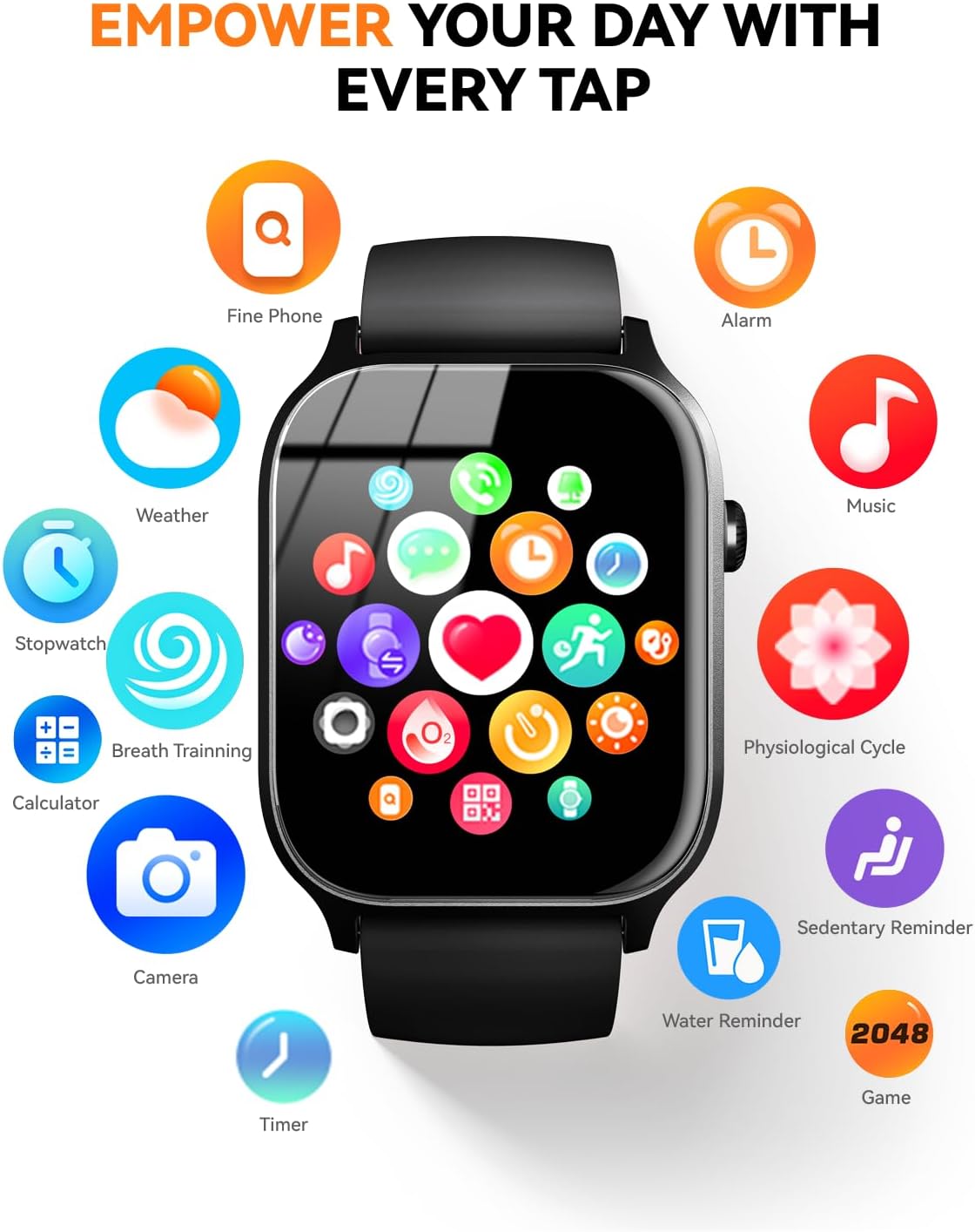 Thumbnail 6 de Smart Watch for Men Women (Classic Black, 1.83) – Bluetooth calling, IP68 fitness tracking & sleep