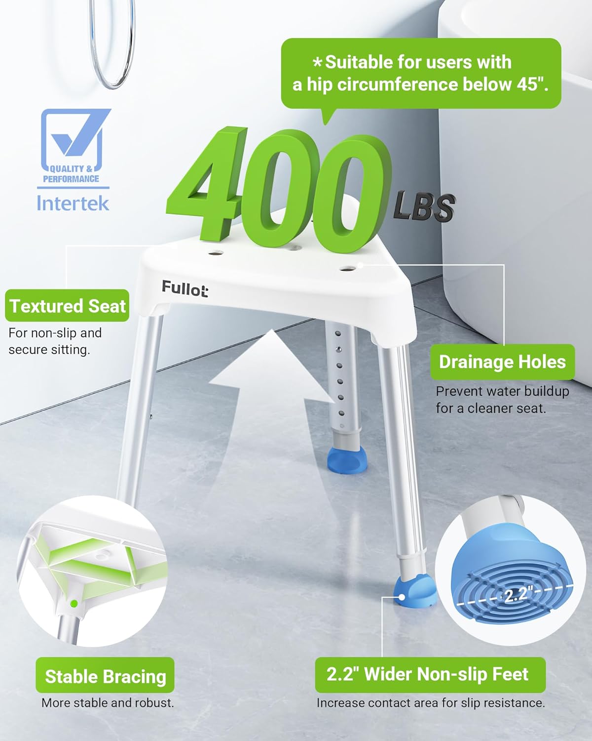 Thumbnail 2 de Space-Saving Triangular Shower Chair for Inside Shower
