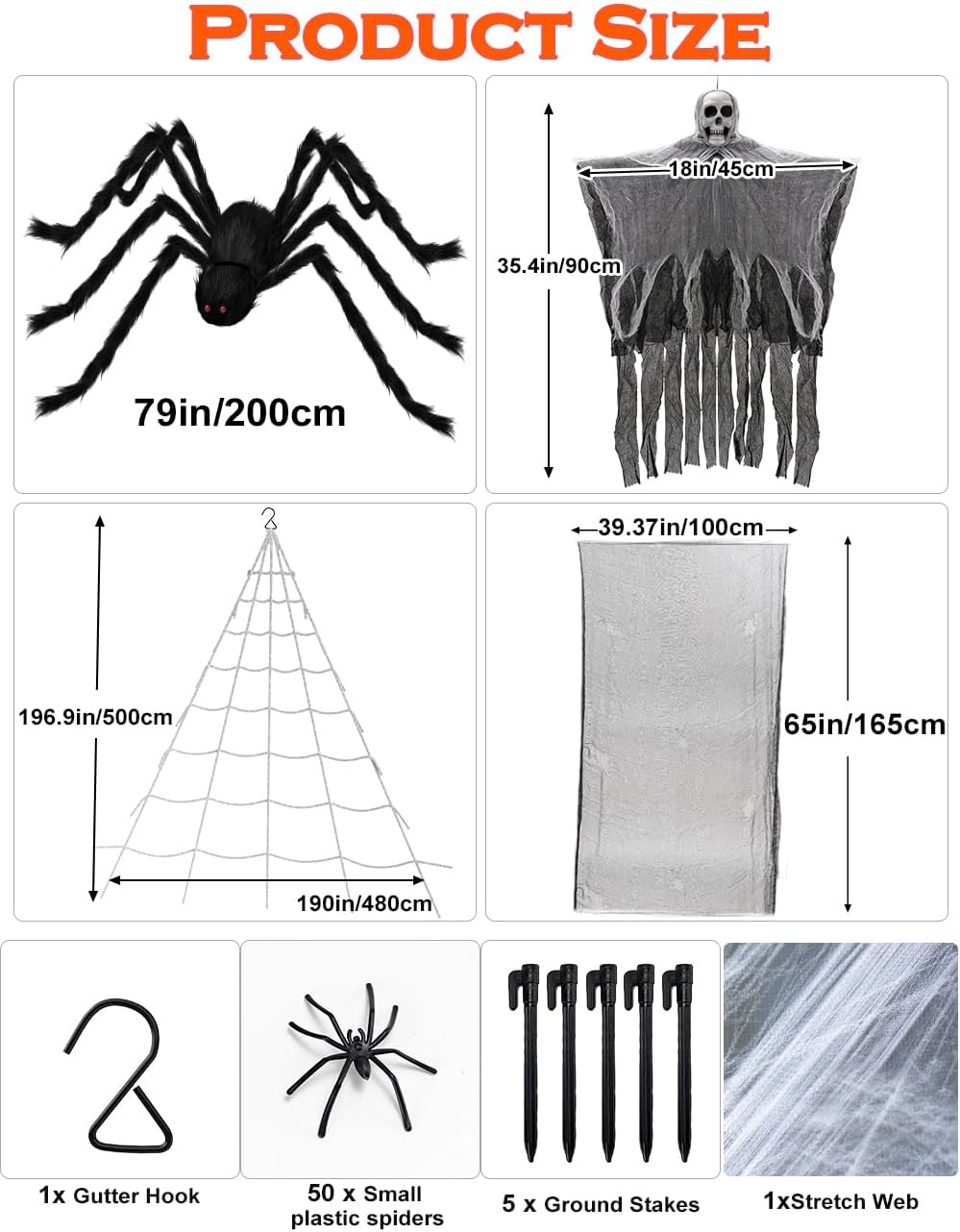 Thumbnail 1 de WOHOHOHO Wohohoho-halloween-set Halloween Decorations Kit with Giant Spider and Web