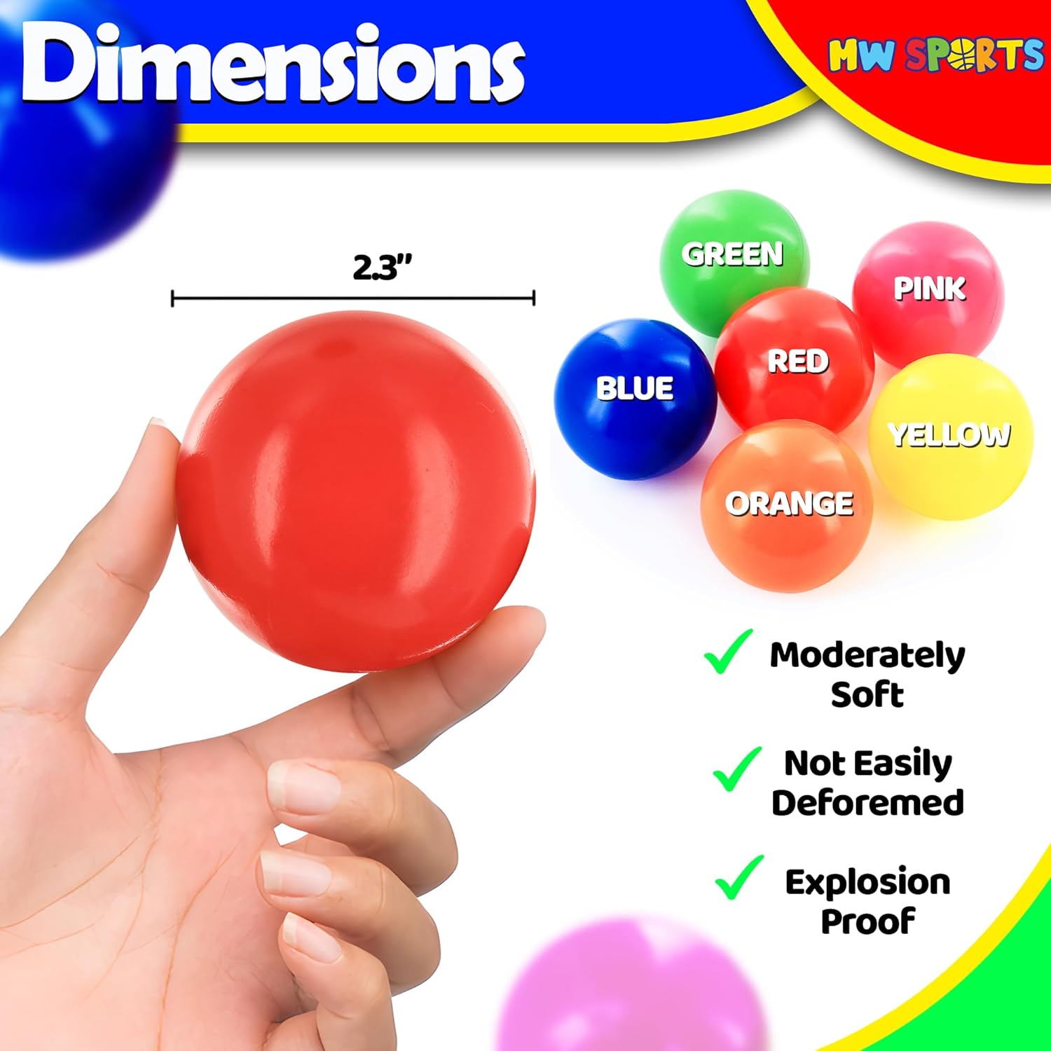 Thumbnail 2 de MW SPORTS Ball Pit Balls for Kids and Toddlers (1000 Pack) — Soft, Crush-Proof, BPA & Phthalate Free