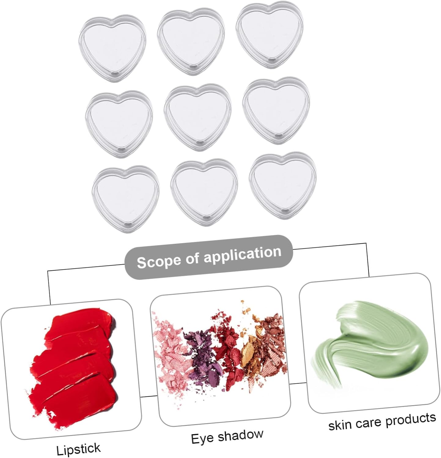 Thumbnail 6 de FOMIYES 100Pcs Mini Heart-Shaped Cosmetic Jars with Lids (1.18 x 1.18 x 0.59 in) — Refillable Travel Containers