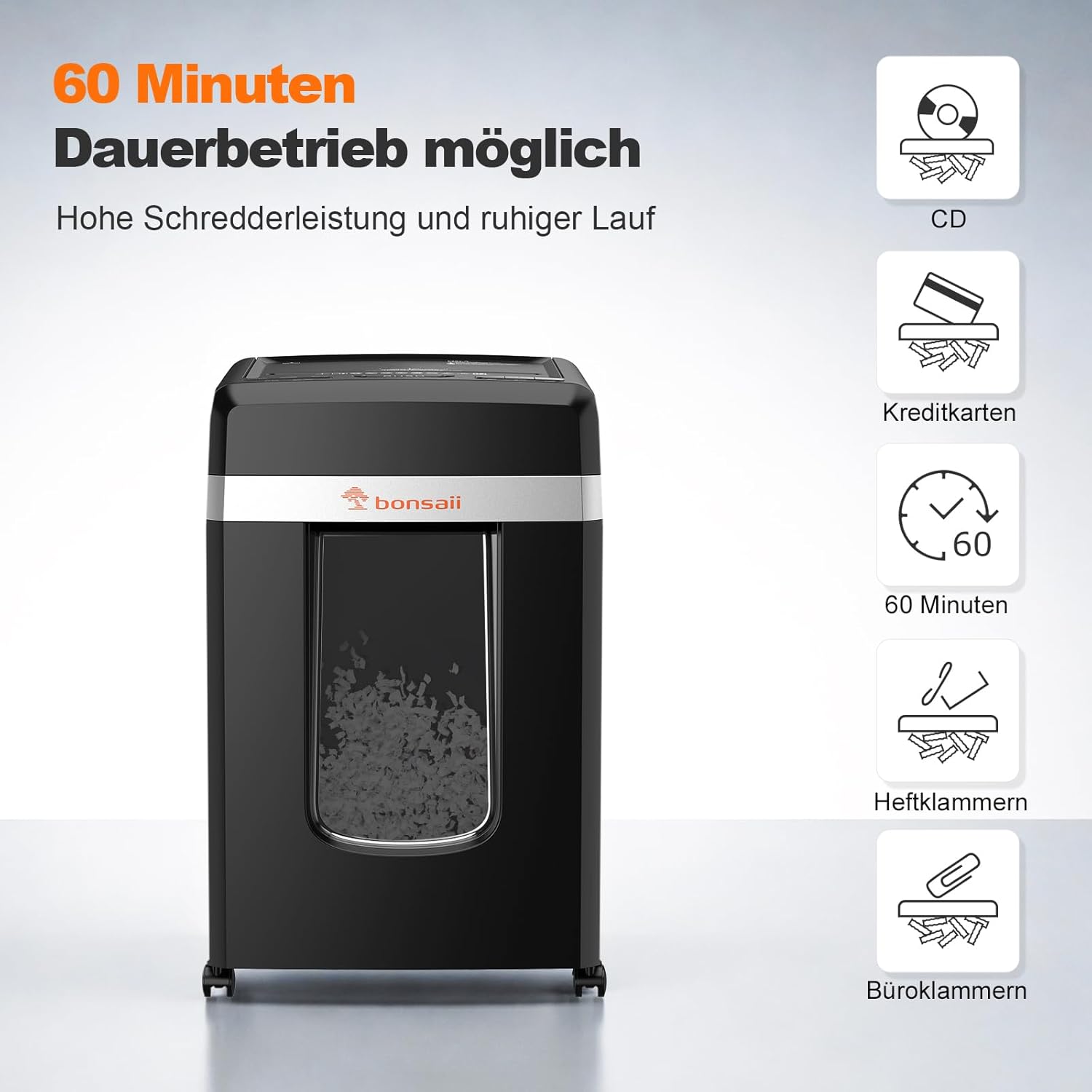 Thumbnail 1 de Bonsaii P-4 Micro-Cut Aktenvernichter mit automatischem 300-Blatt-Einzug und 31-Liter-Behälter