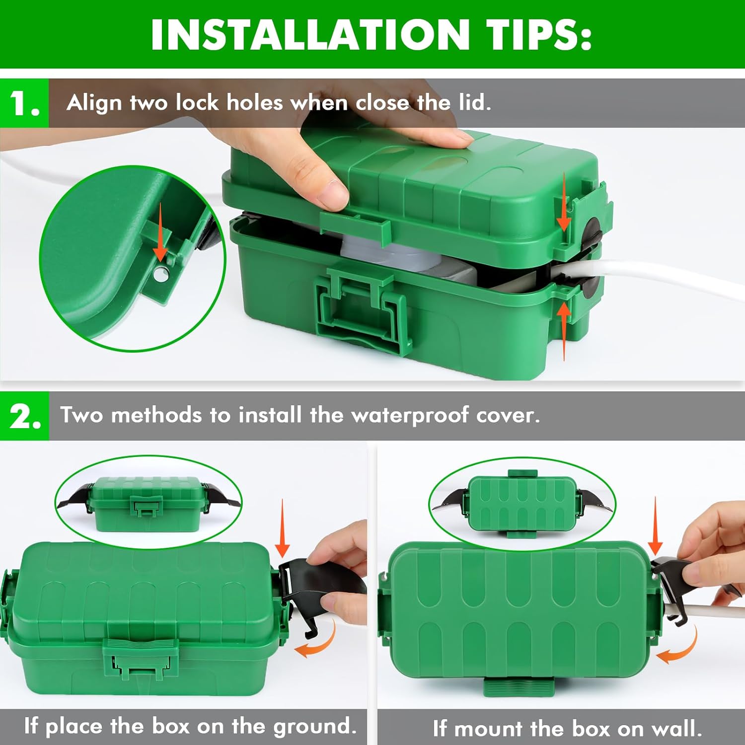 Detalle de Restmo 2-Piece Outdoor Waterproof Electrical Box Set (IP54) with Medium Inner for Outlet, Plug & Power Strip