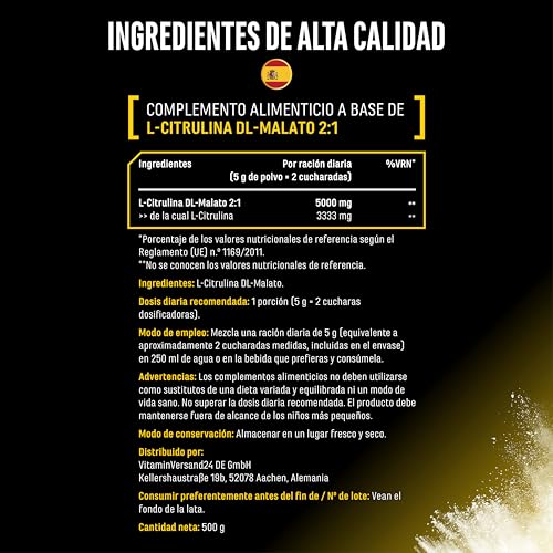 Thumbnail 4 de L-citrulina DL-malato 2:1 – Polvo 500 g de fermentación vegetal, vegano y sin aditivos