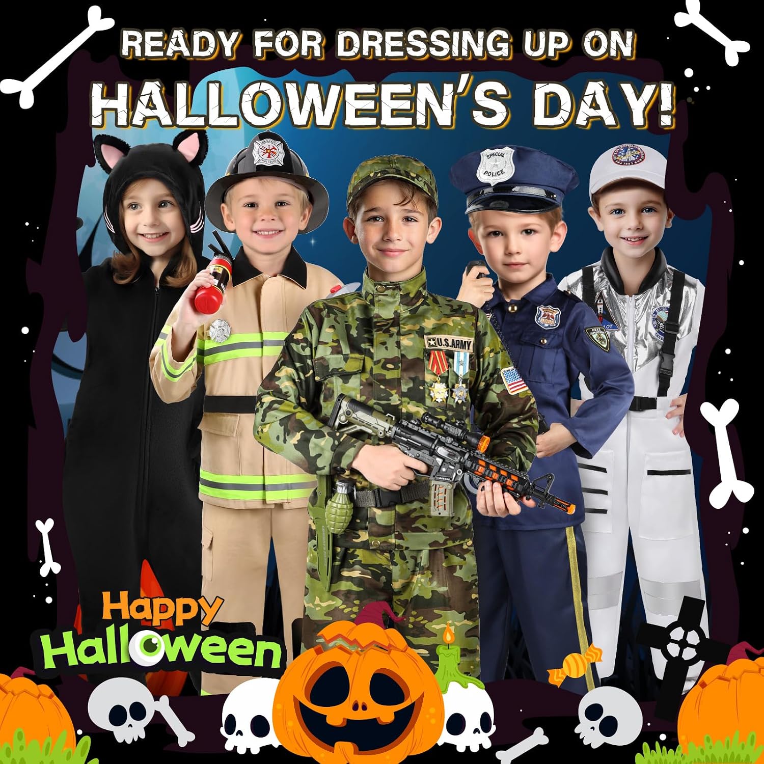 Thumbnail 5 de Metemot Kids Army Costume for Boys: Deluxe 14-Piece Army Dress-Up Set