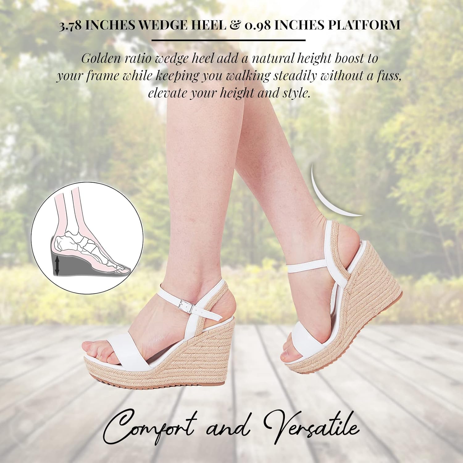 Thumbnail 5 de mikarka Women’s Espadrille Wedge Sandals with Ankle Strap Platform Wedges