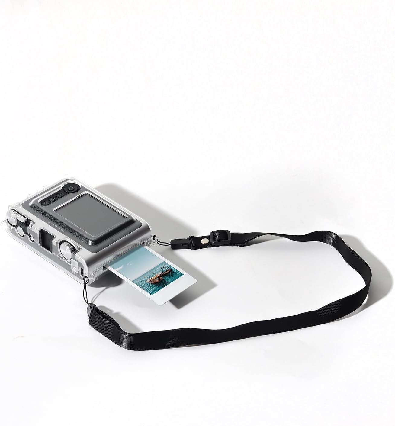 Thumbnail 5 de Clear Protective Case for Fujifilm Instax Mini EVO with Shoulder Strap, 5 Magnetic Photo Frames & 30 Film Border Stickers