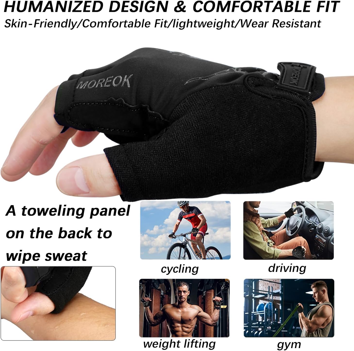 Thumbnail 2 de BIKINGMOREOK Fahrradhandschuhe Halbfinger – atmungsaktiv, rutschfest und stoßdämpfend mit 5 mm Gelpolster