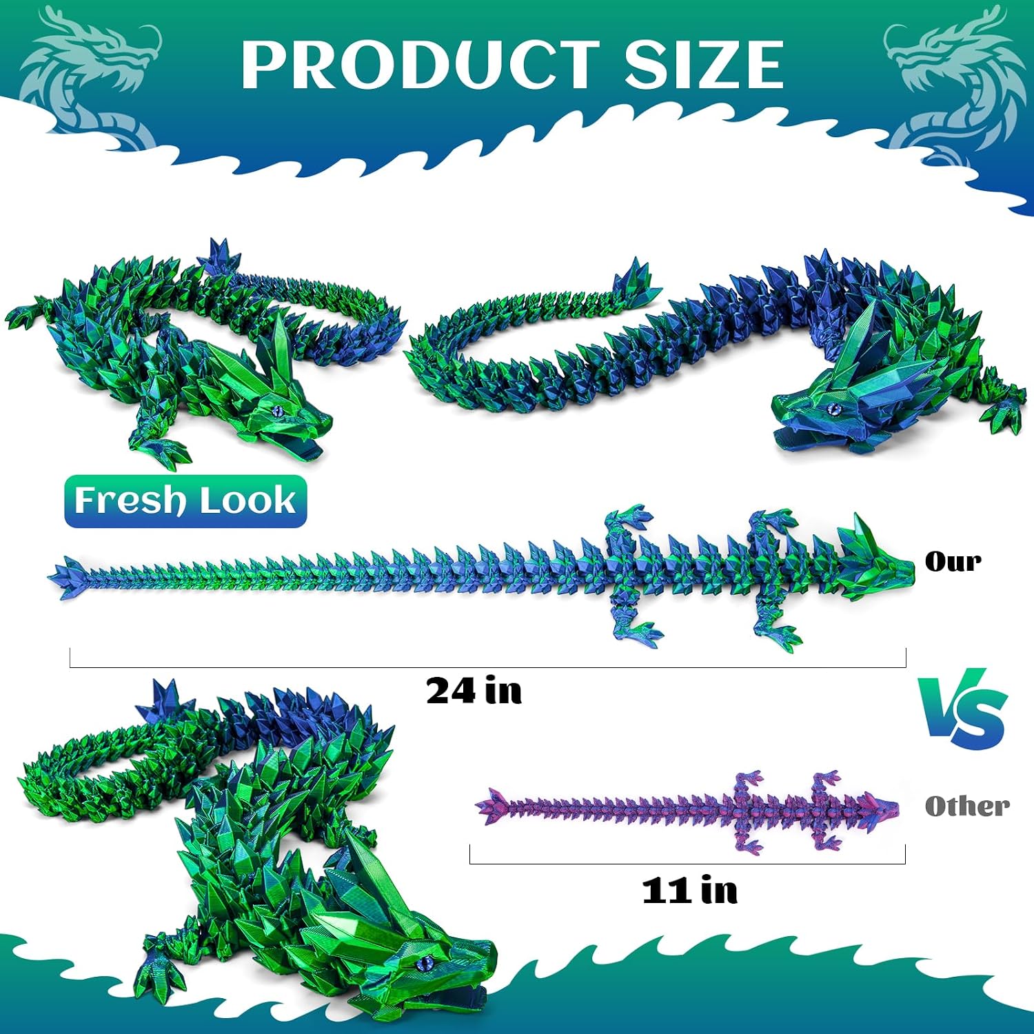 Thumbnail 2 de 3D Printed Dragon Toys 24 inch Crystal Wyrm