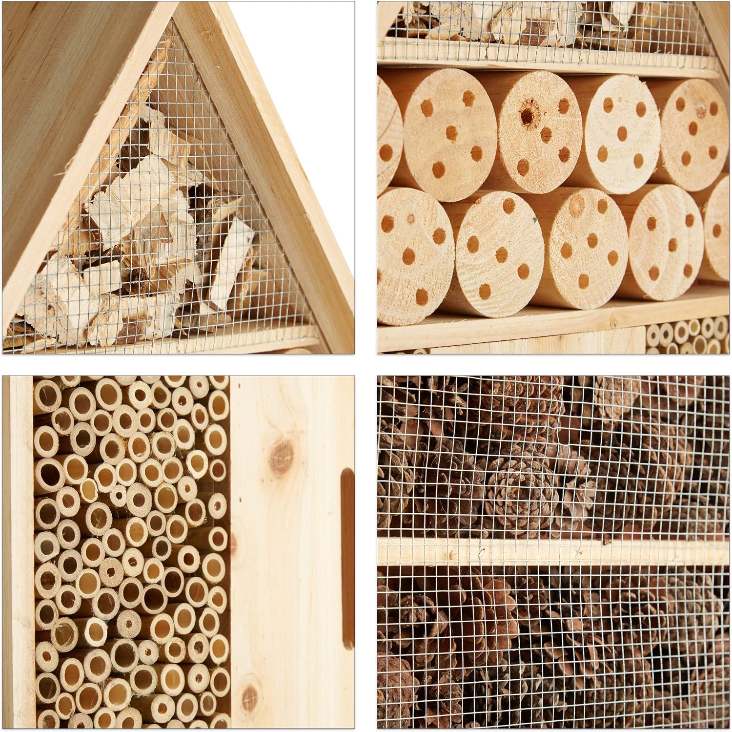 Detalle de Relaxdays Free-Standing XL Insect Hotel – Nest Help for Bees, Butterflies and Ladybirds